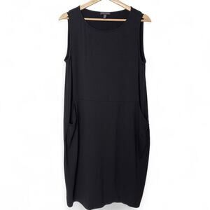 Eileen Fisher Black Tank Dress with Front Pockets (M)